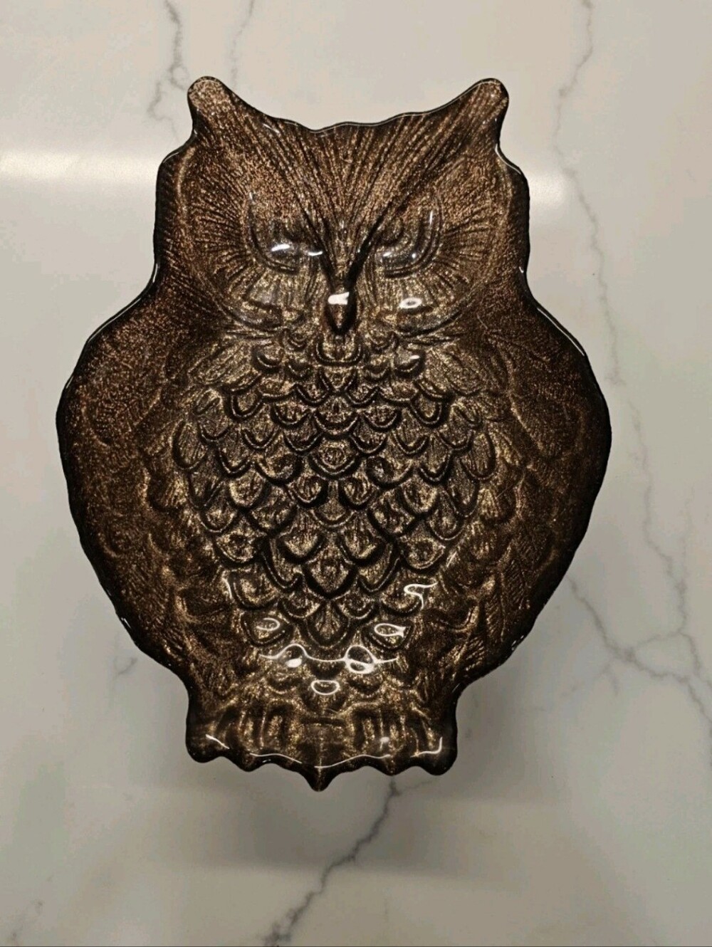 Owl Shaped Decorative Dish - Metallic Bronze